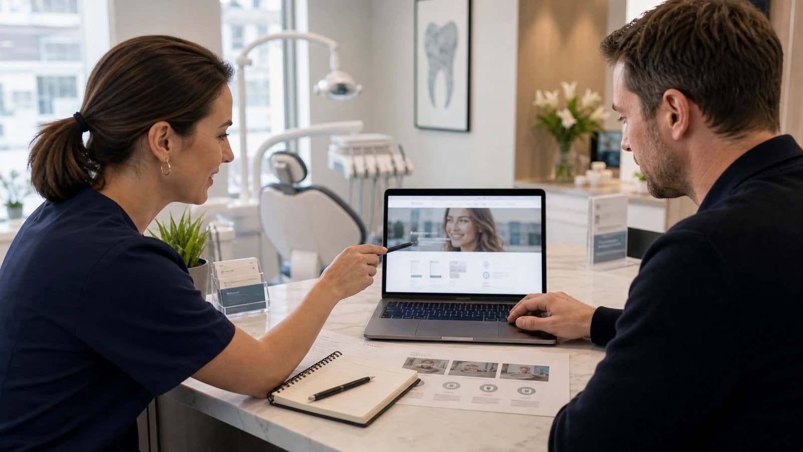 Behandlingsoversikt på nettside for tannlege og klinikk