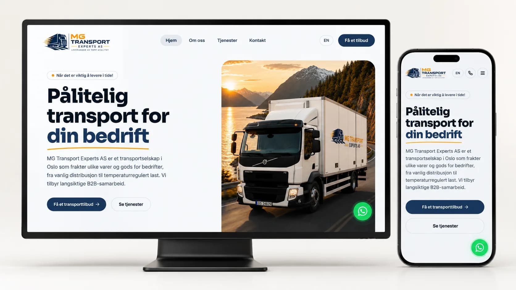 Skjermbilde av MG Transport Experts